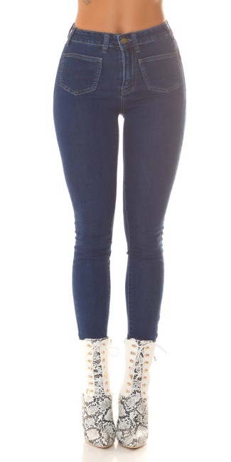 Hoge taille push-up jeans met zakken details blauw